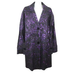 Gold Flava Metallic Midi Blazer Jacket 4X 5X Button Up Long Sleeve Purple Black